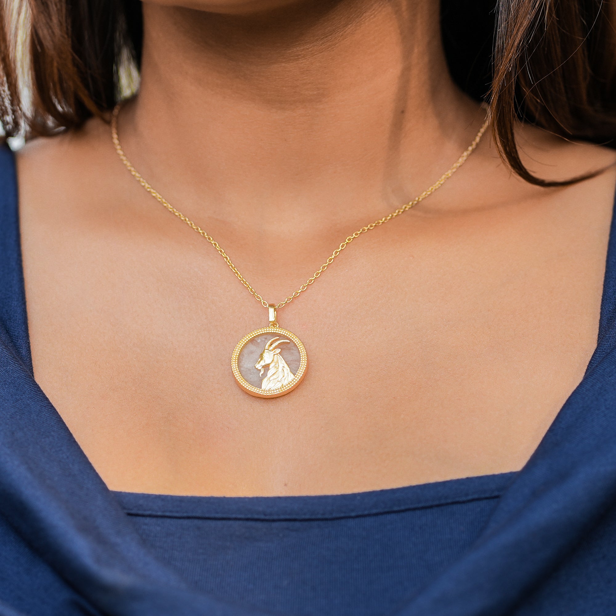 Capricorn Milky Quartz Pendant