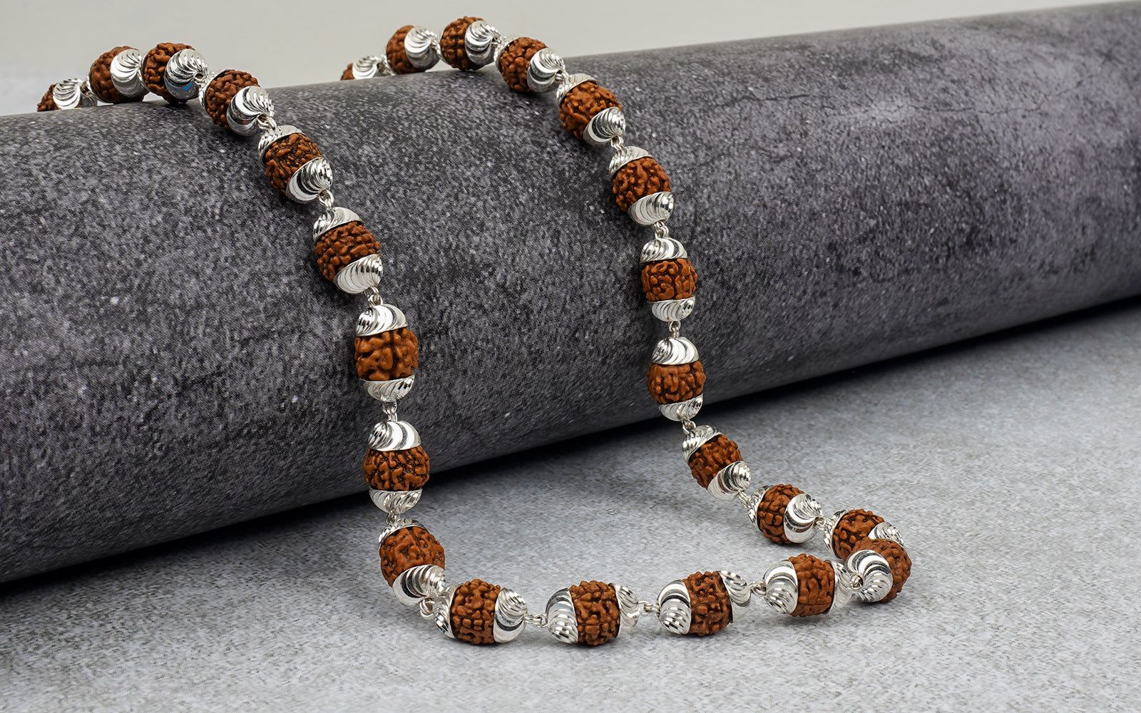 5 Mukhi Silver Rudraksha Mala