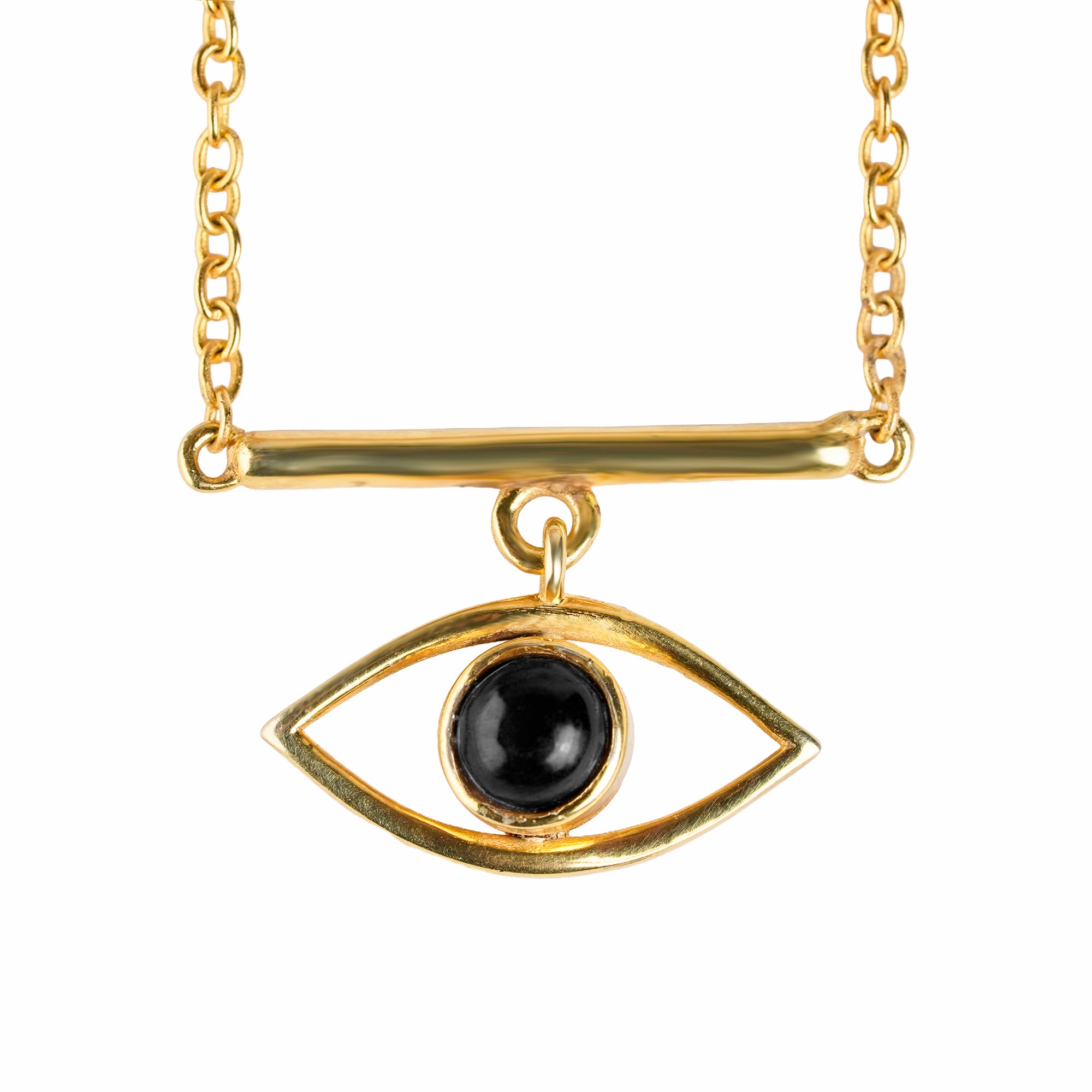Natural Black Onyx Evil Eye Pendant Necklace  | Everyday Protection Jewelry