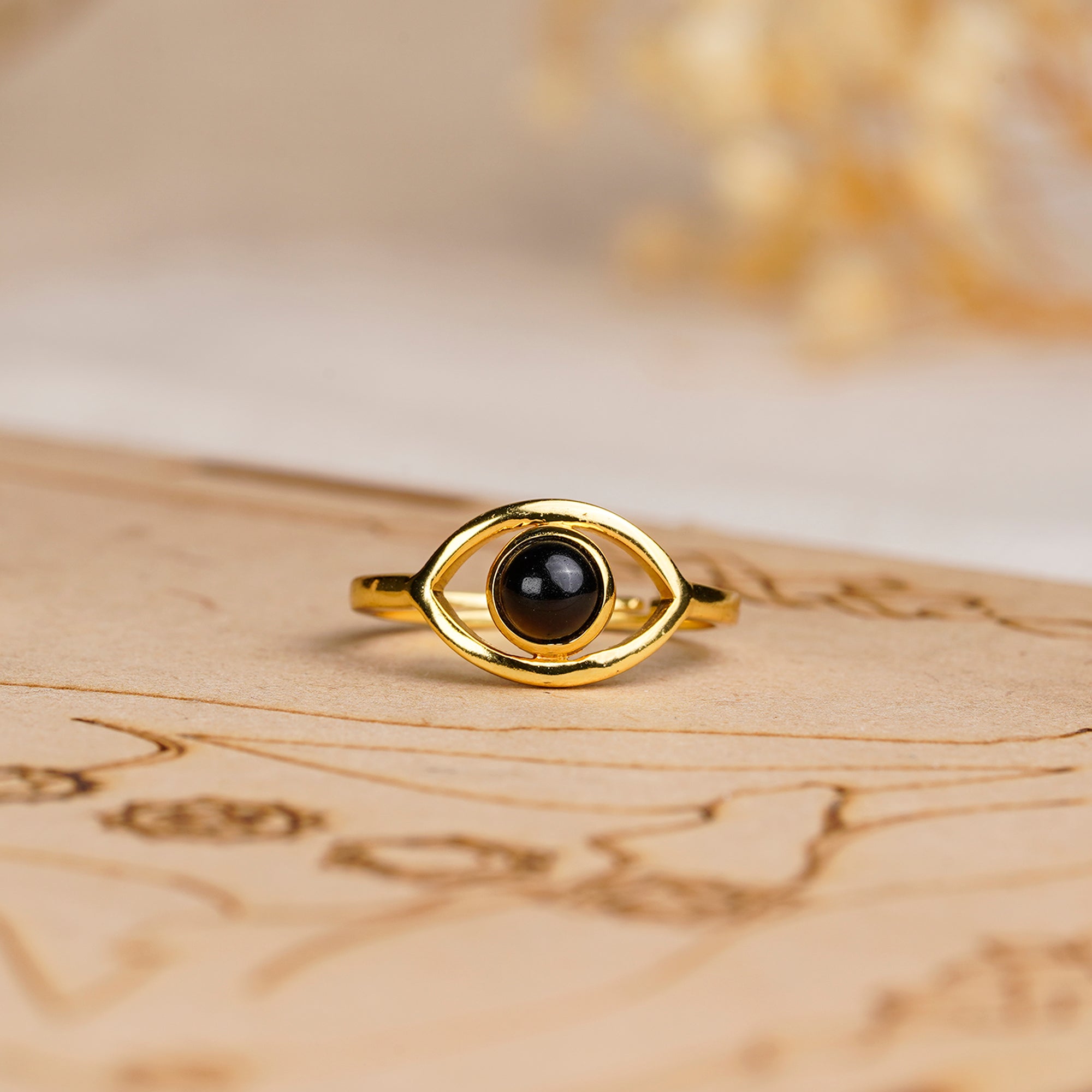 Natural Black Onyx Evil Eye Ring | Everyday Protection Jewelry