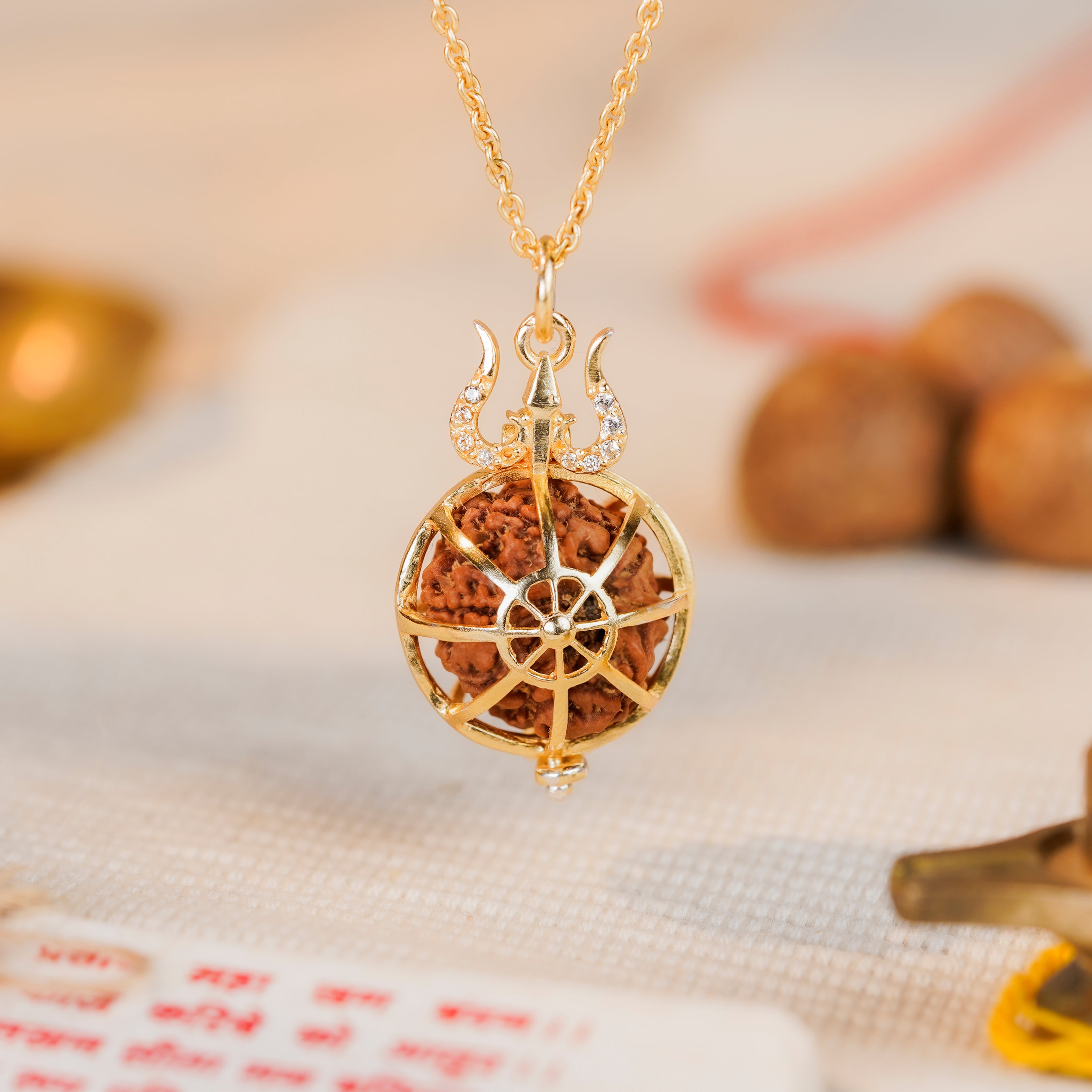 7 Mukhi Rudraksha Openable Trishul Pendant with Chain