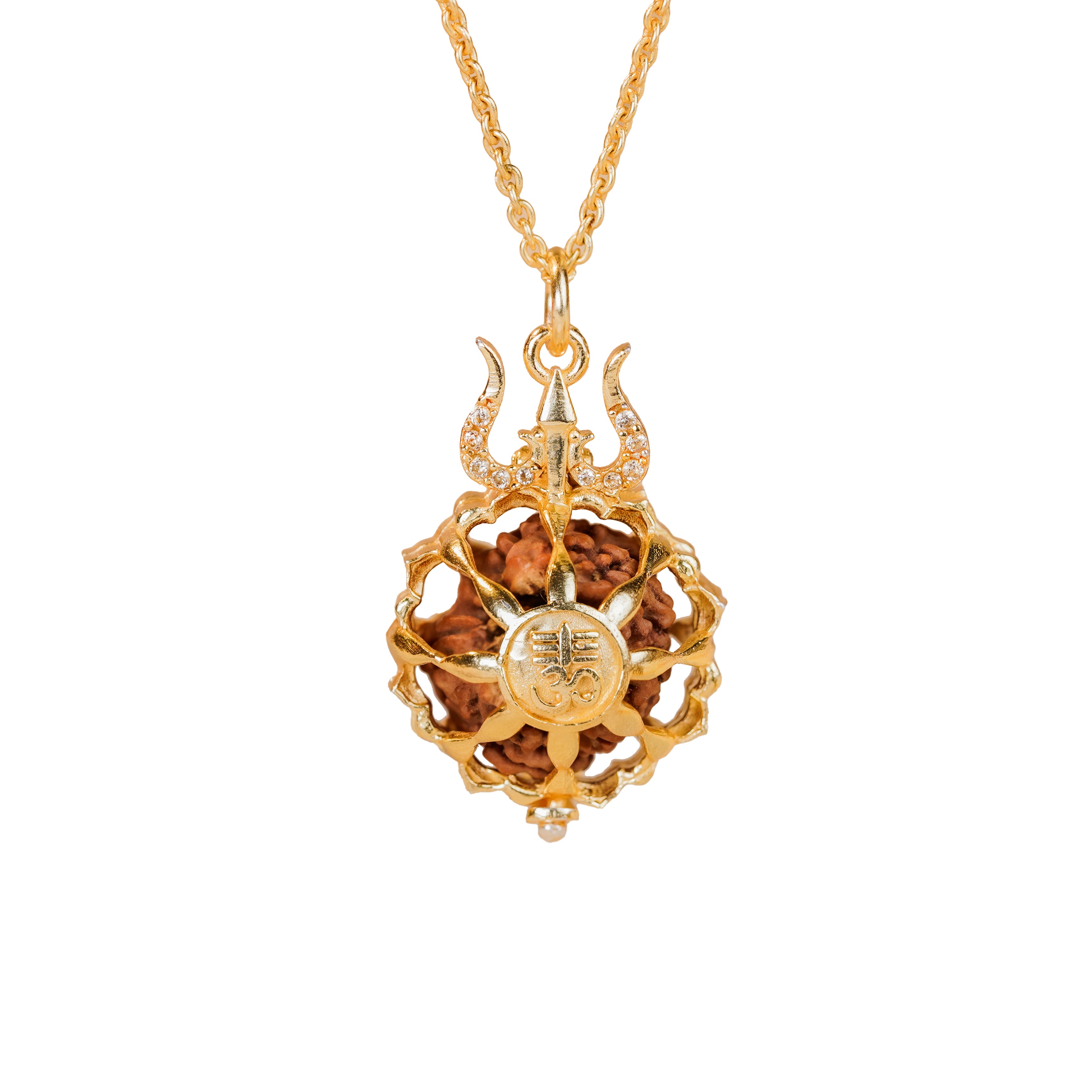 7 Mukhi Rudraksha Openable Om Trishul Pendant with Chain