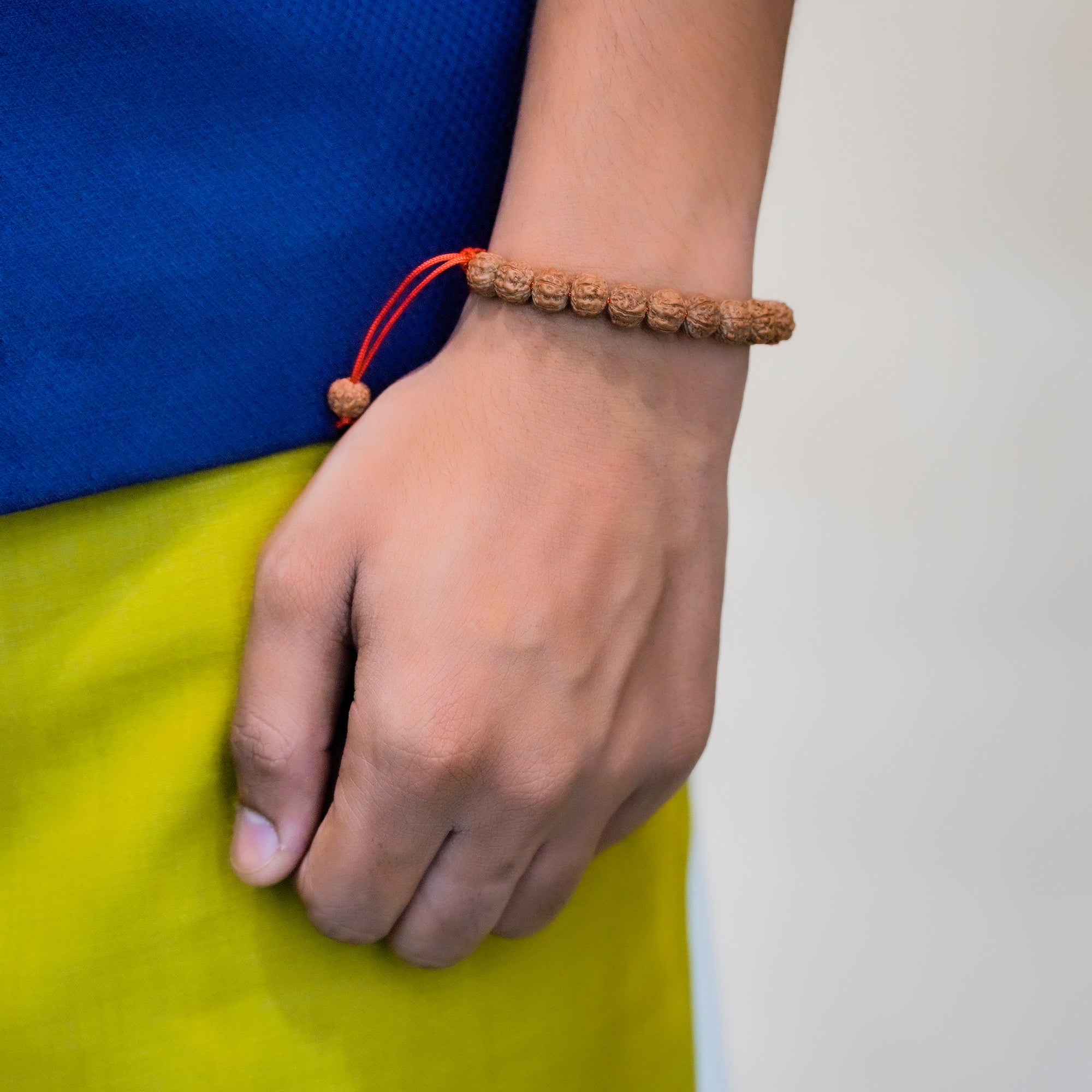 5 Mukhi Rudraksha Bracelet -Adjustable Red Thread