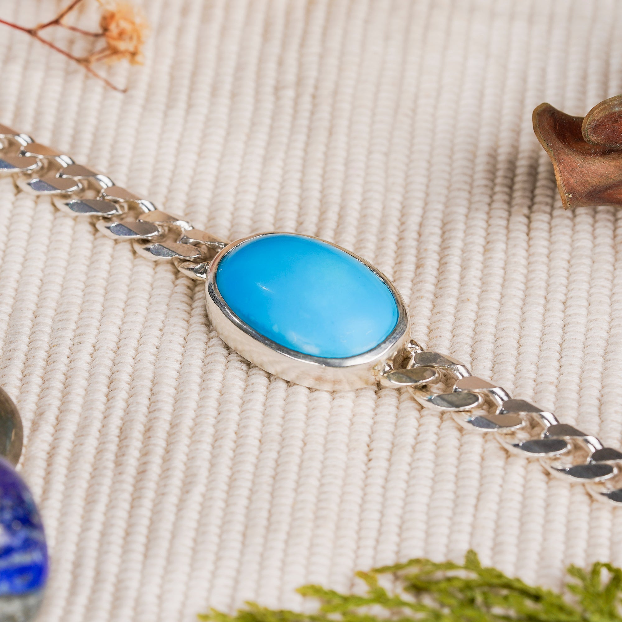 925 Sterling Silver Turquoise (Firoza) Gemstone Bracelet