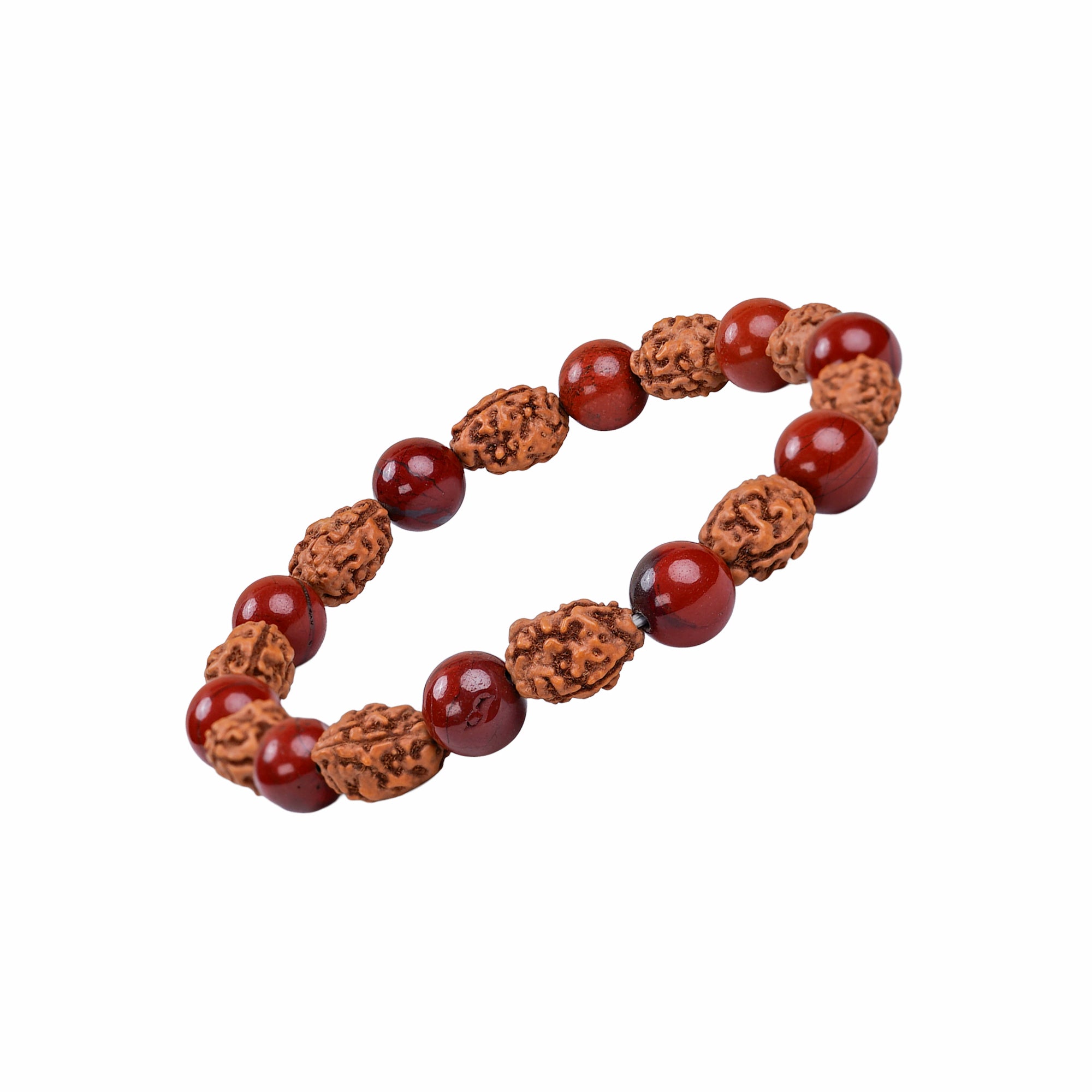 Aries (मेष राशि) Bracelet – Red Jasper & 3 Mukhi Rudraksha