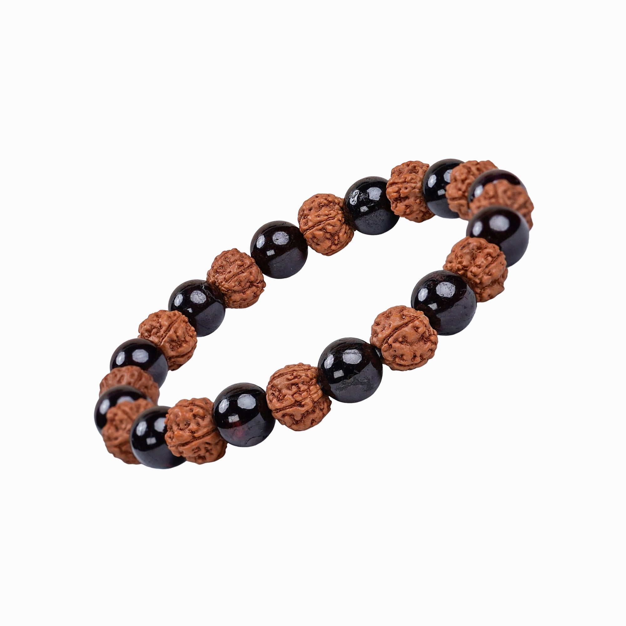 Sagittarius (धनु राशि) Bracelet – Red Garnet & 5 Mukhi Rudraksha