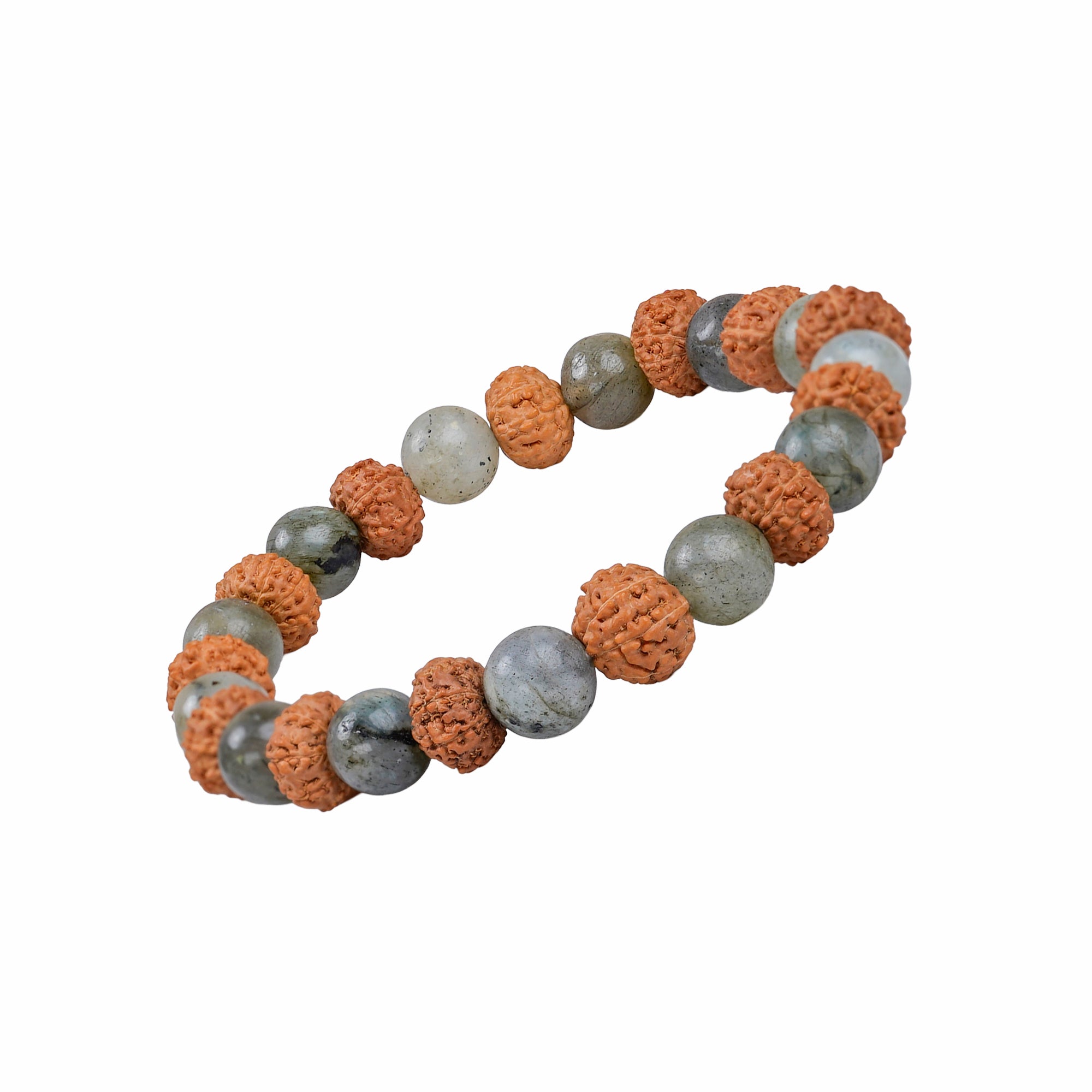 Aquarius (कुंभ राशि) Bracelet – Labradorite & 8 Mukhi Rudraksha