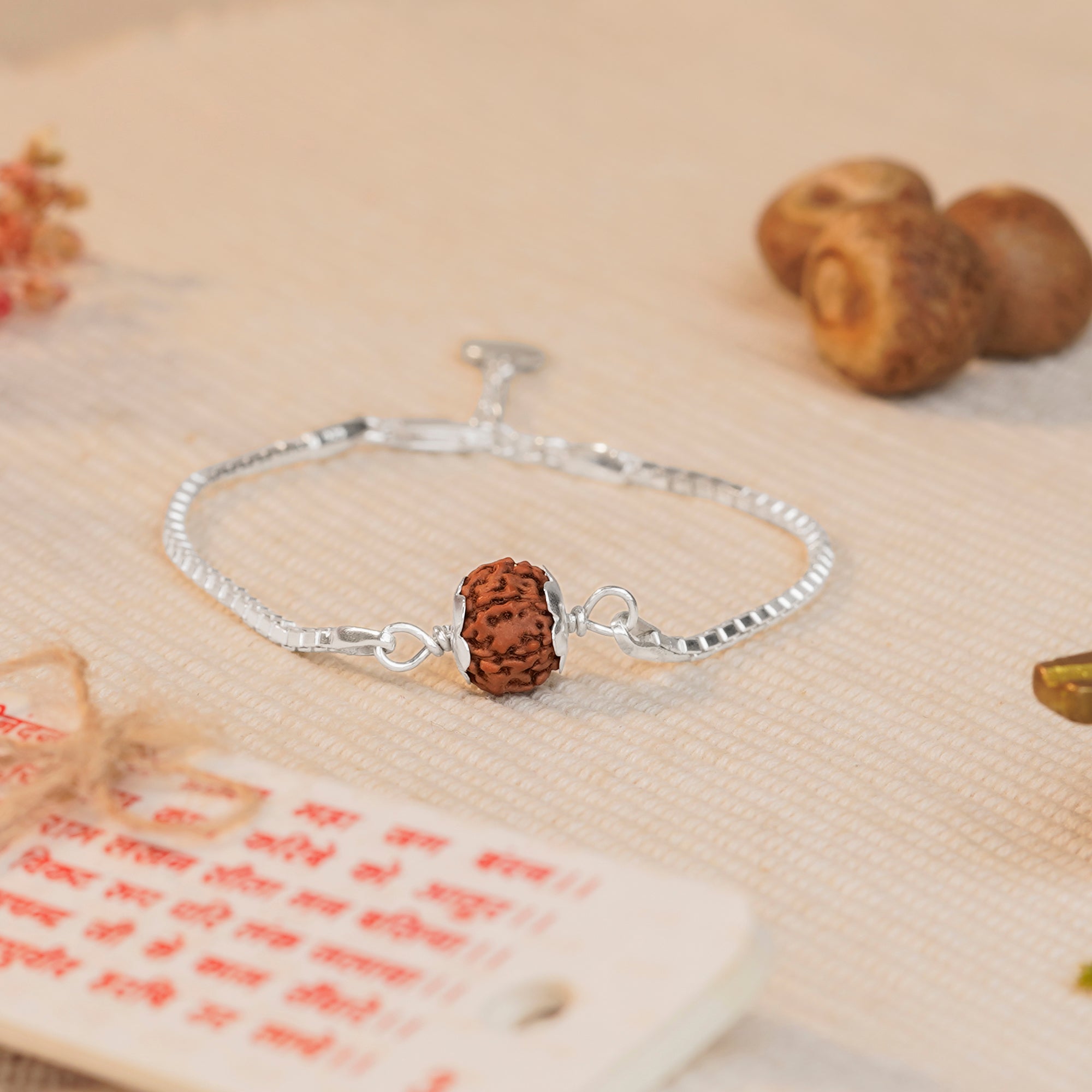 7 Mukhi Rudraksha 925 Silver Box Chain Bracelet