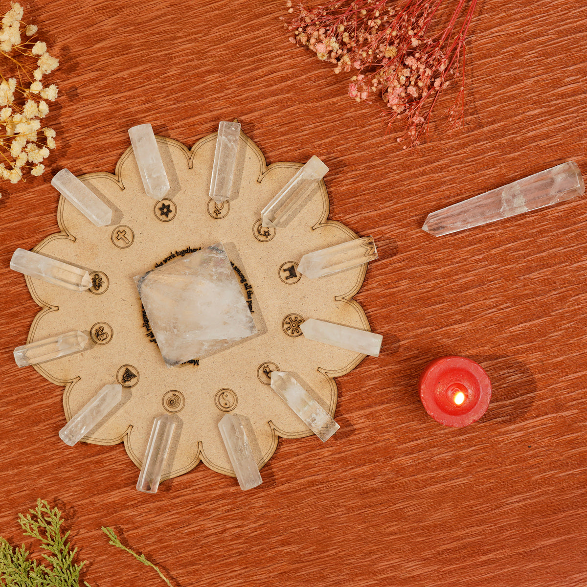 Healing & Manifestation Clear Quartz Crystal Grid Set