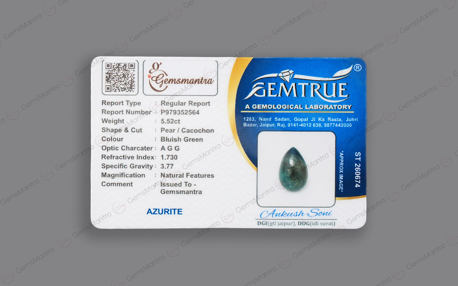 Azurite - Bluish Green (5.52 Carats)
