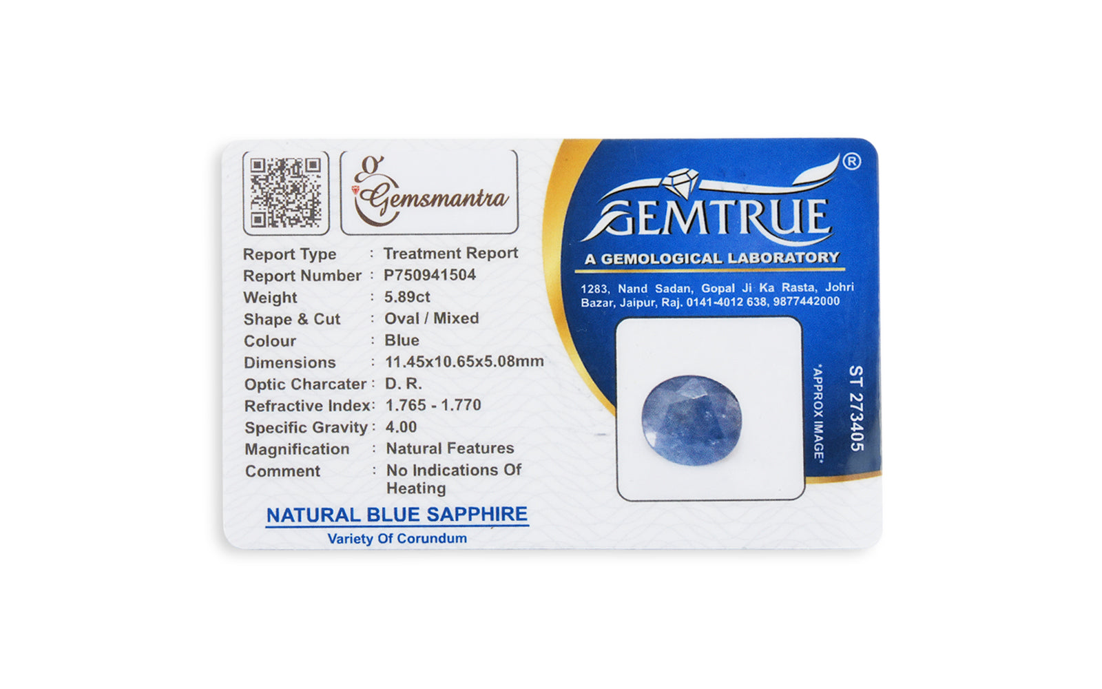 Blue Sapphire - 5.89 Carats