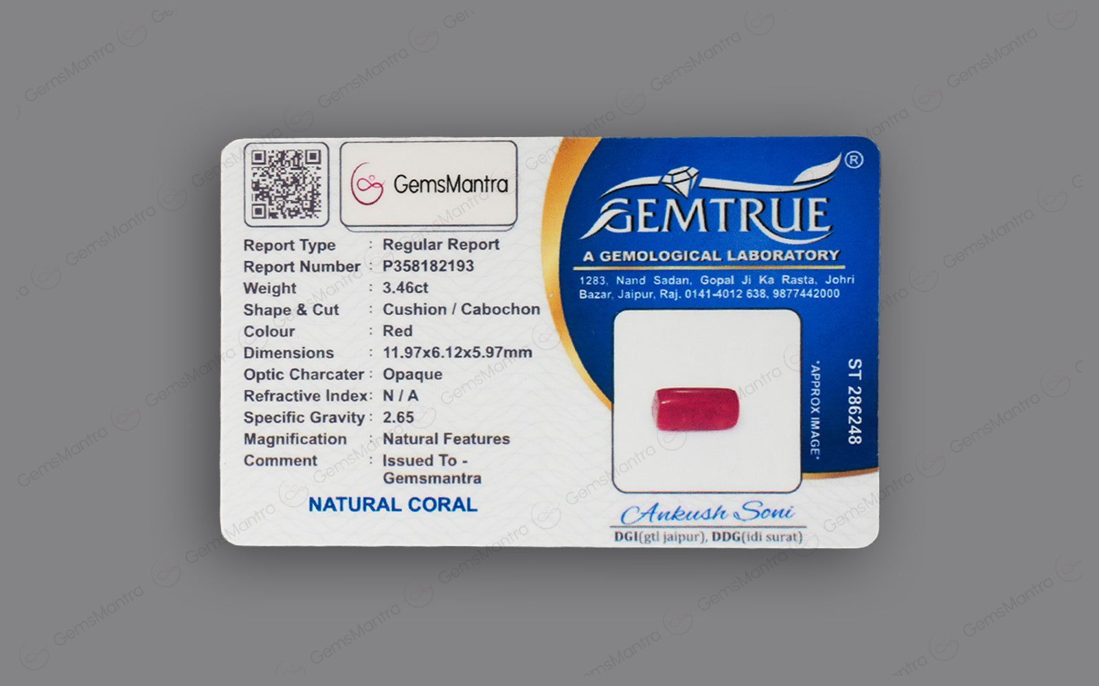 Red Coral - 3.46 Carats
