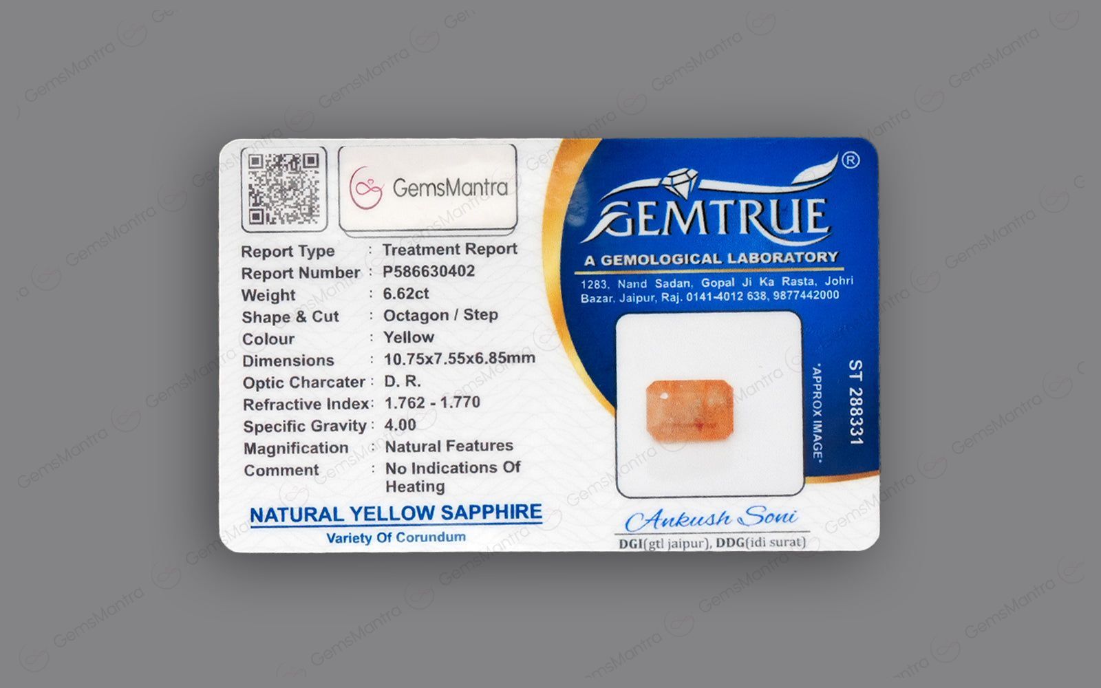 Yellow Sapphire - 6.62 Carats