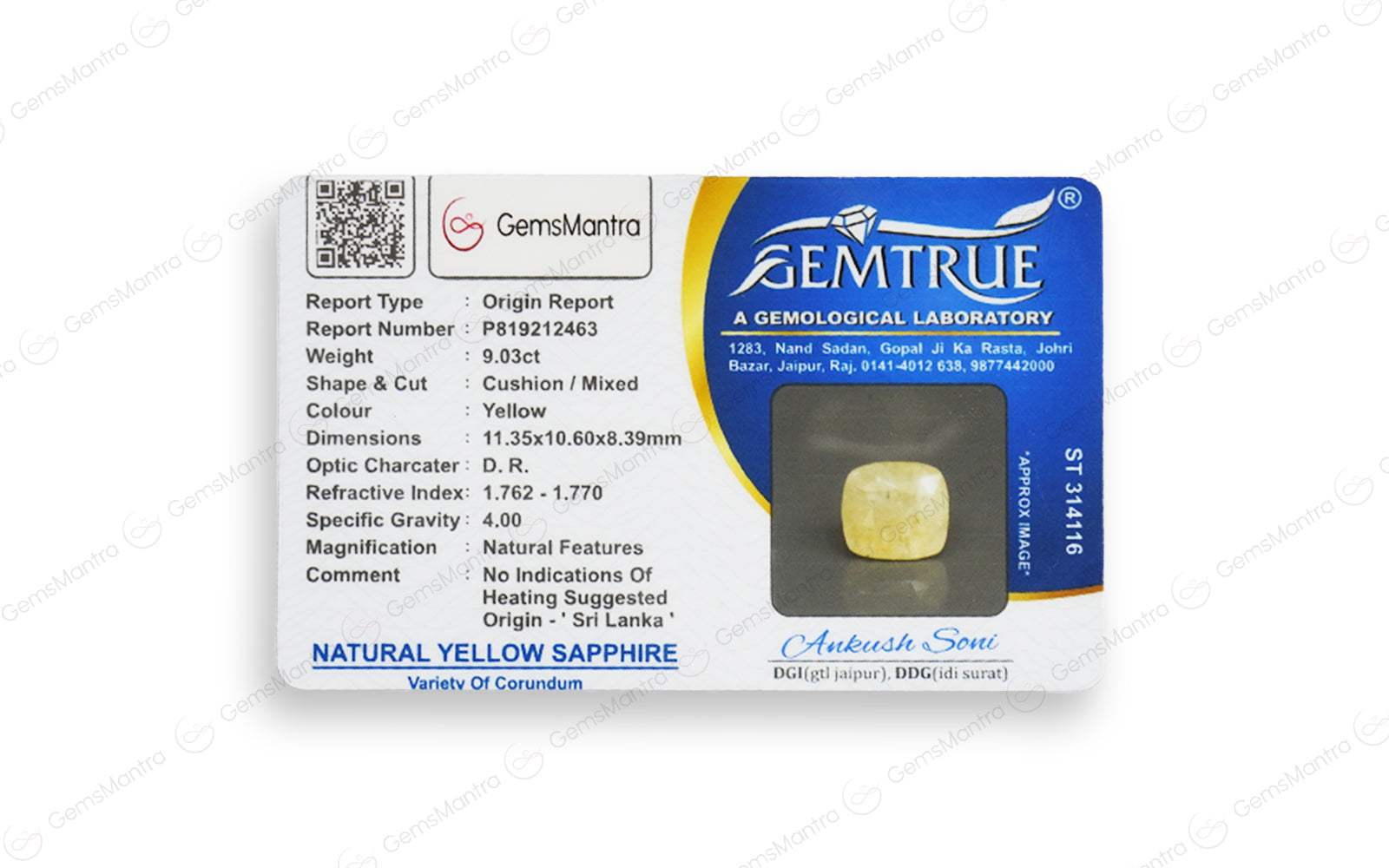 Ceylon Yellow Sapphire - 9.03 Carats