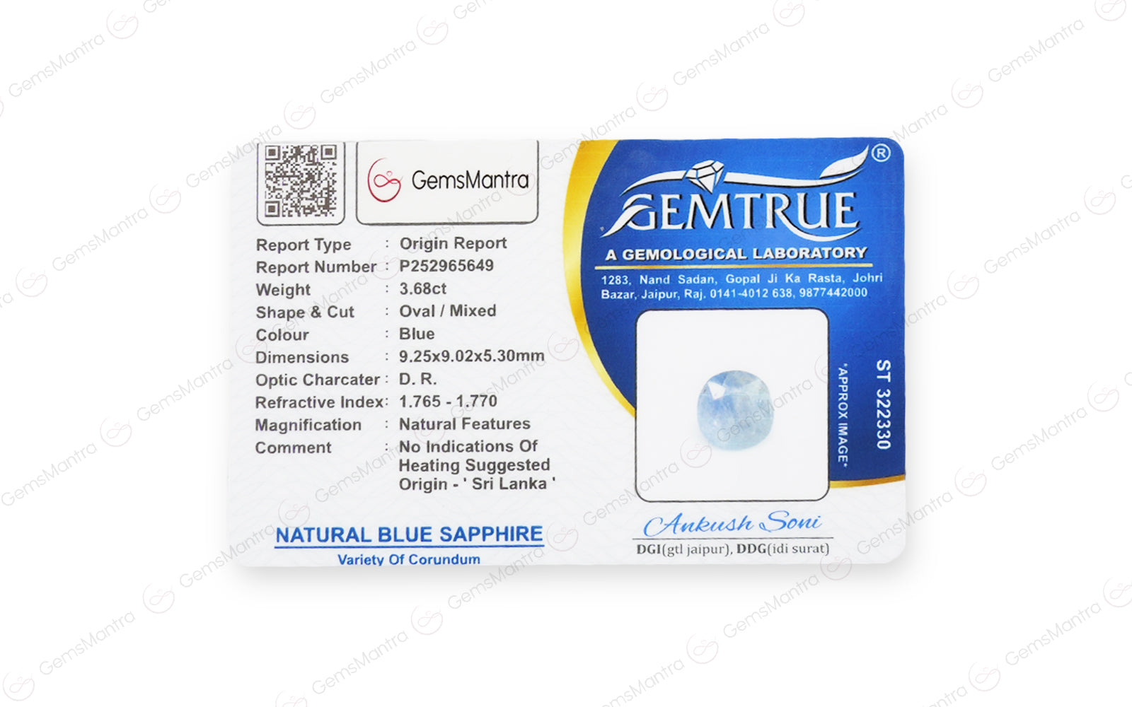 Ceylon Blue Sapphire - 3.68 Carats