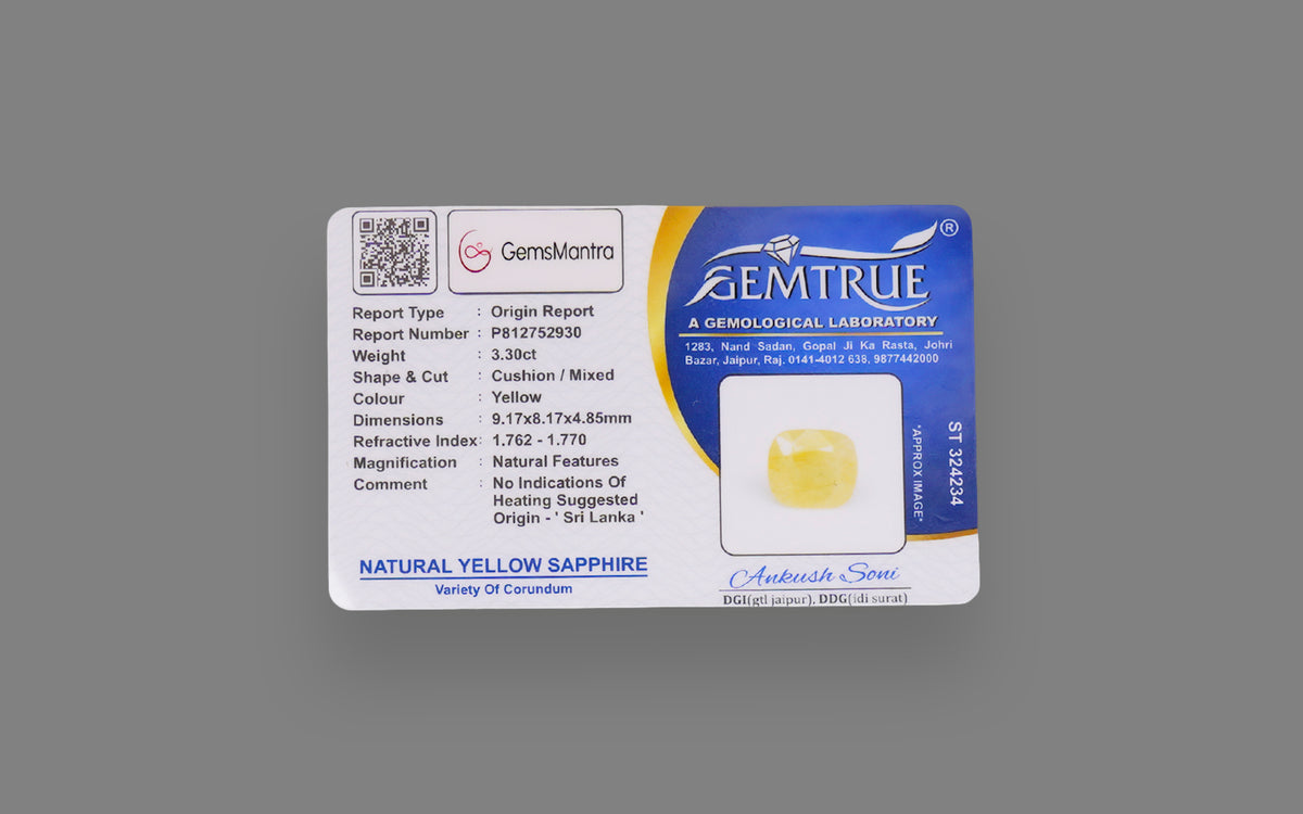 Yellow Sapphire (Pukhraj) – 3.3 Carat / 3.66 Ratti