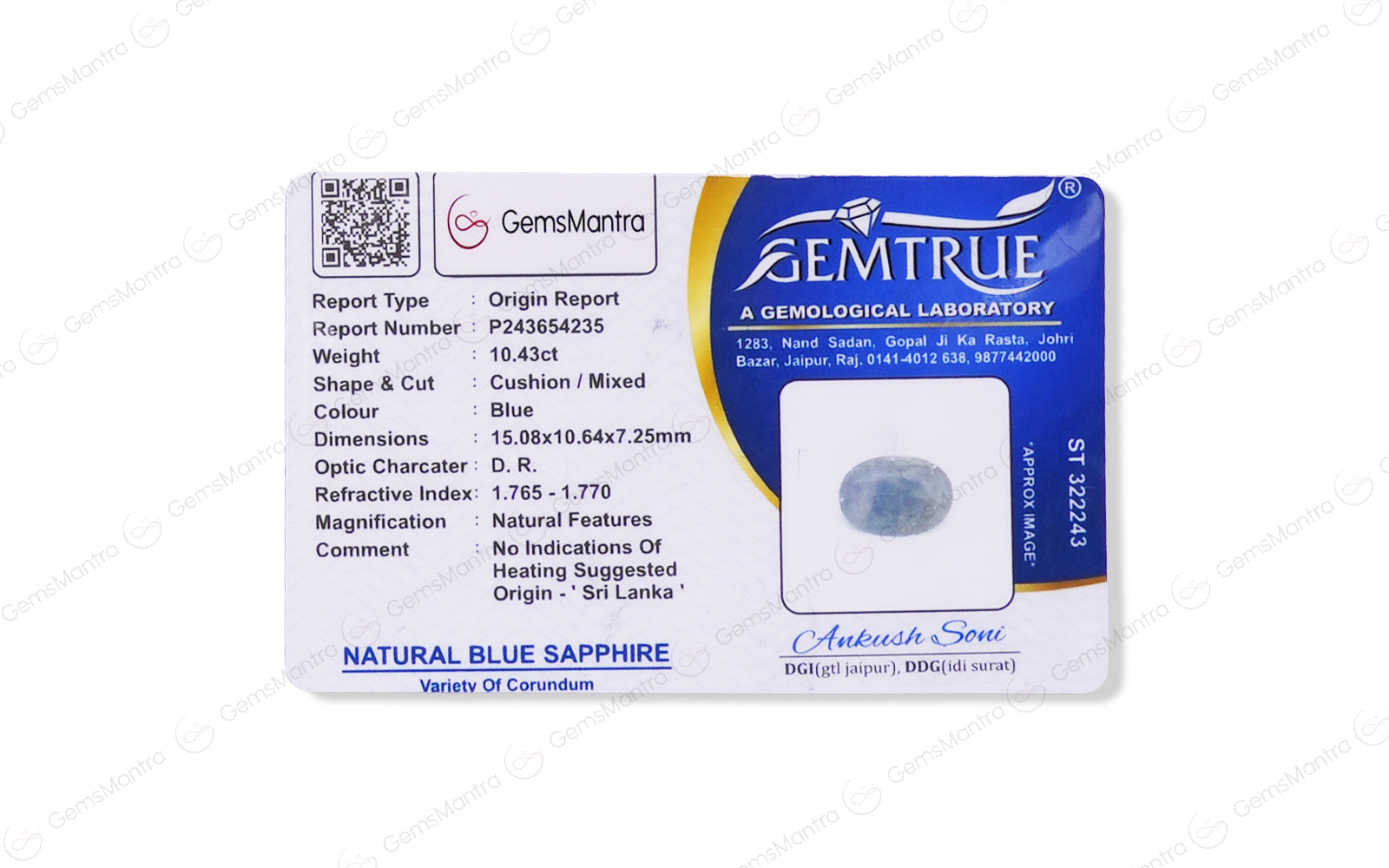 Blue Sapphire - 10.43 Carats