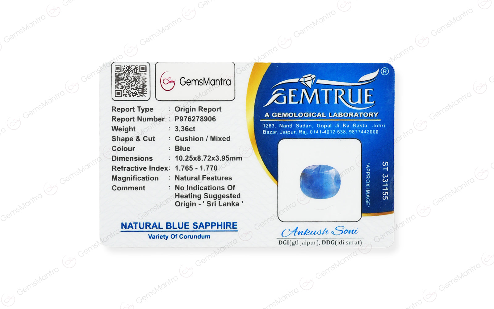 Blue Sapphire - 3.36 Carats