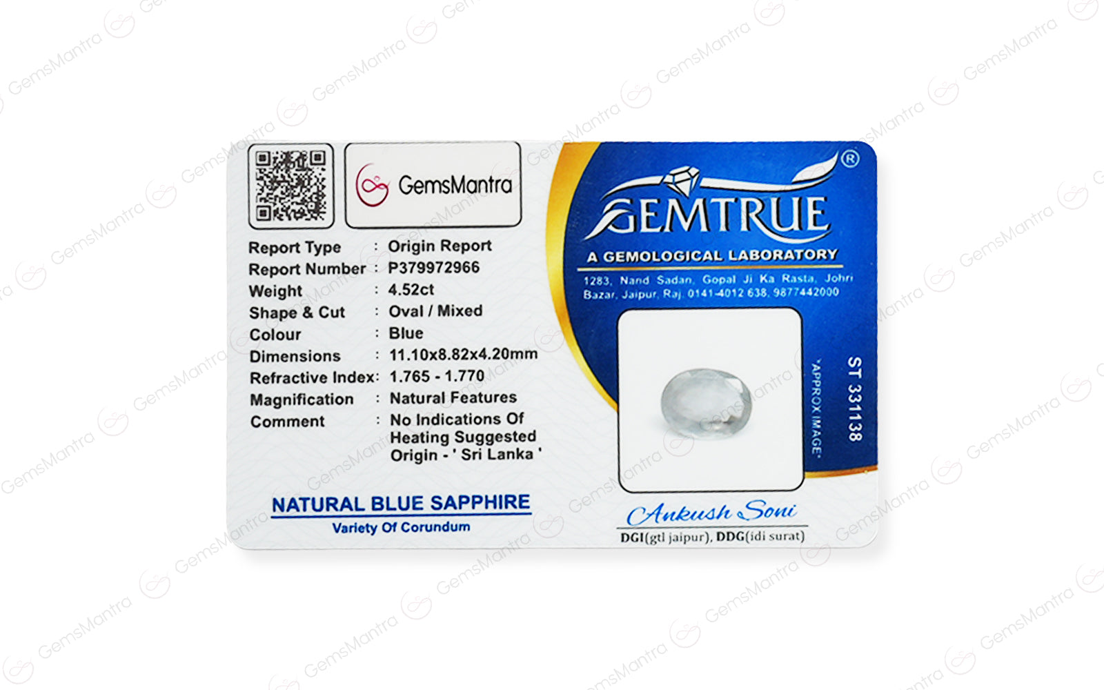 Blue Sapphire - 4.52 Carats