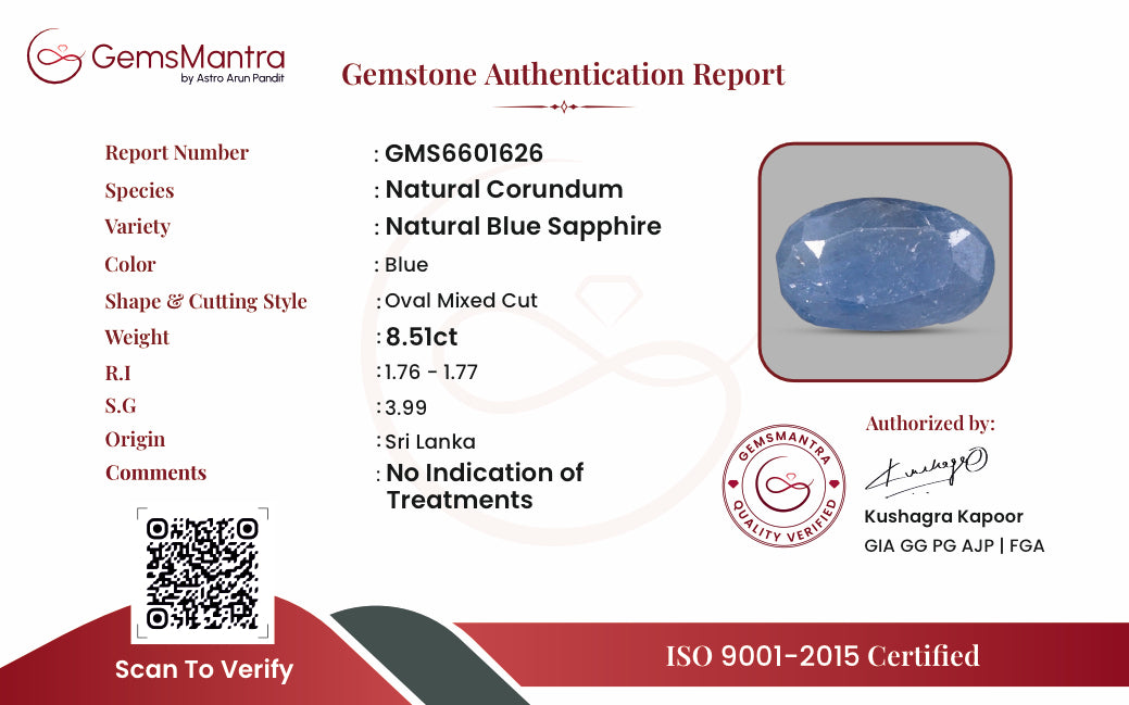 Blue Sapphire (Neelam) – 8.51 Carat / 9.4 Ratti [GM09390]