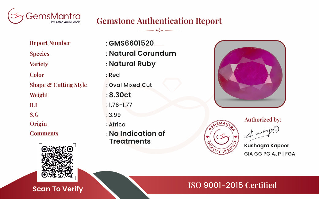 Ruby (Manik) – 8.3 Carat / 9.1 Ratti [GM09447]