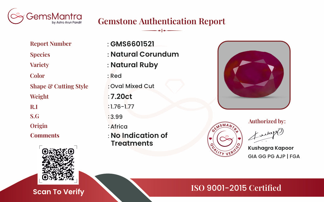 Ruby (Manik) – 7.2 Carat / 7.9 Ratti [GM09449]