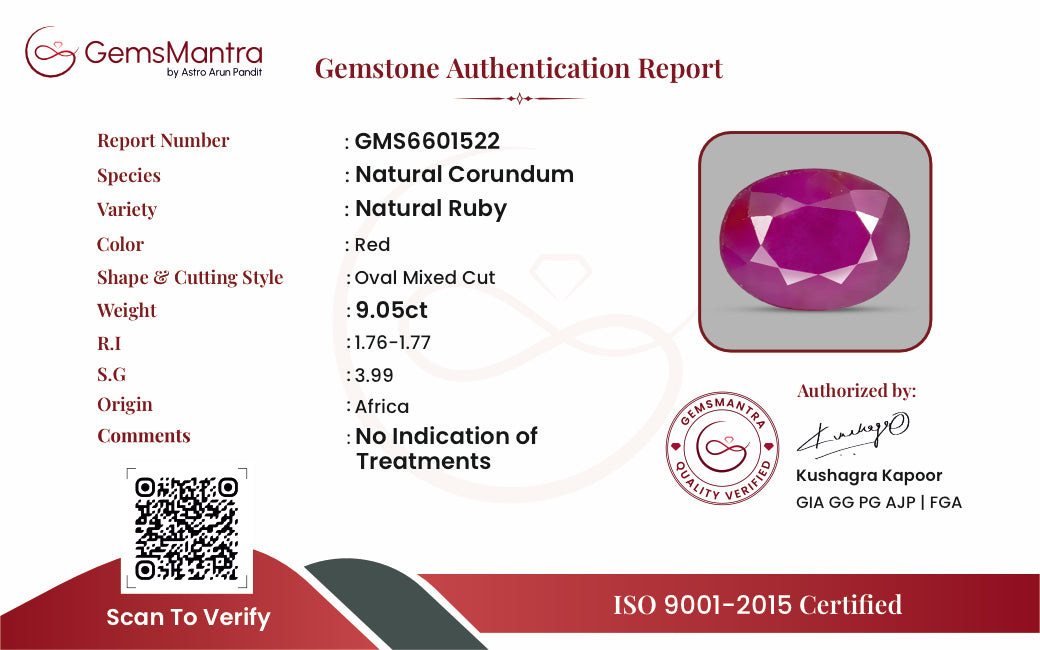 Ruby (Manik) – 9.05 Carat / 10 Ratti [GM09450]