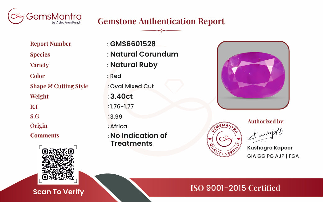 Ruby (Manik) – 3.4 Carat / 3.7 Ratti [GM09456]
