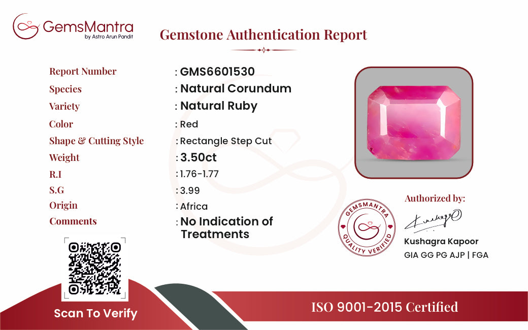 Ruby (Manik) – 3.5 Carat / 3.9 Ratti [GM09458]