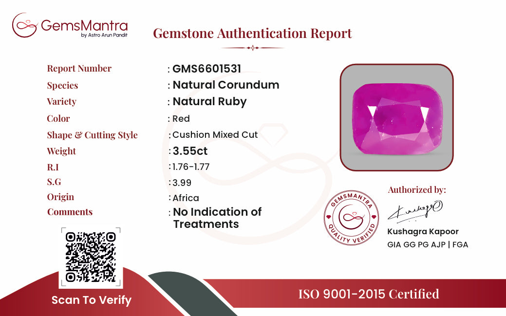 Ruby (Manik) – 3.55 Carat / 3.9 Ratti [GM09459]