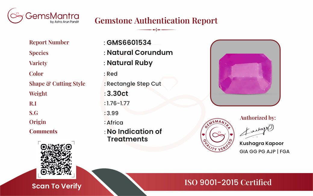Ruby (Manik) – 3.3 Carat / 3.6 Ratti [GM09462]