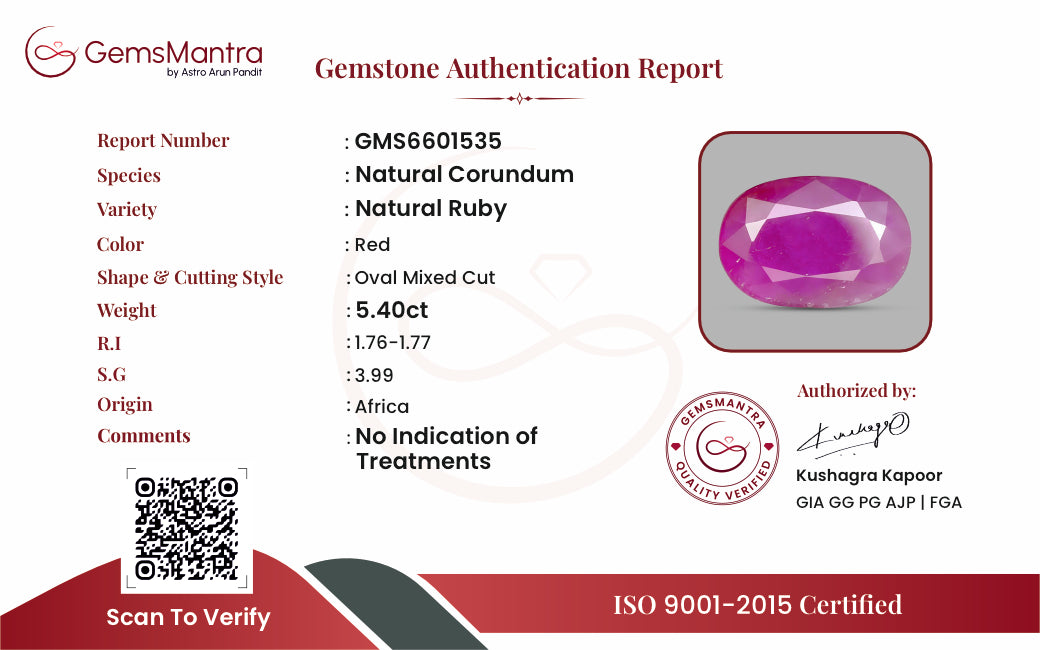 Ruby (Manik) – 5.4 Carat / 5.9 Ratti [GM09464]