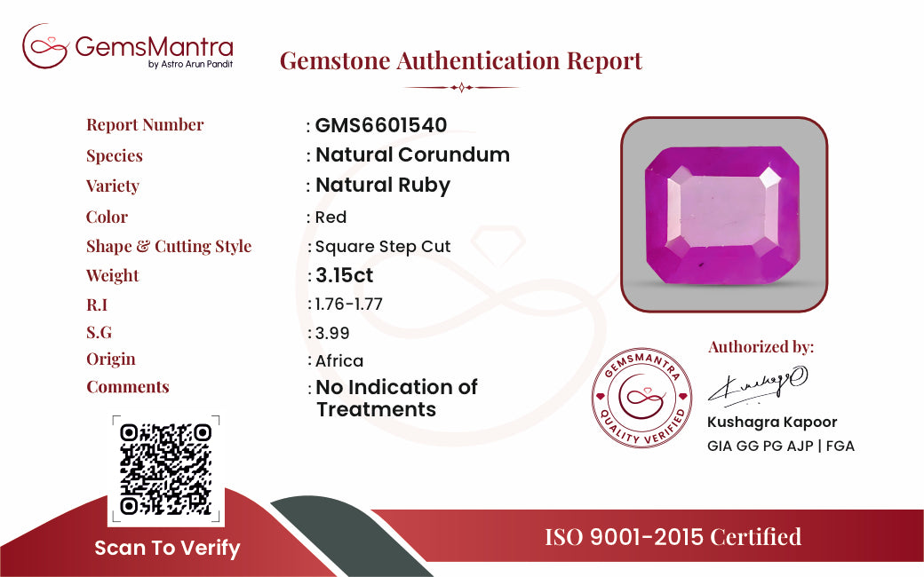 Ruby (Manik) – 3.15 Carat / 3.5 Ratti [GM09469]