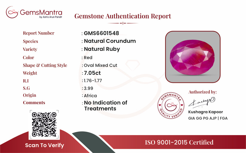 Ruby (Manik) – 7.05 Carat / 7.8 Ratti [GM09477]