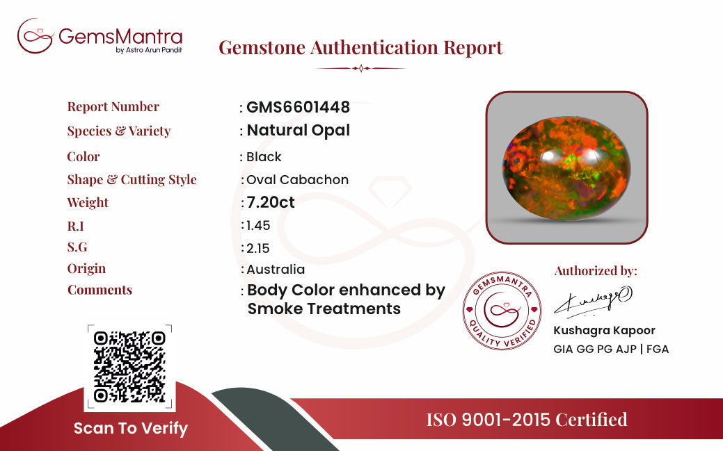 Black Opal – 7.2 Carat / 7.9 Ratti [GM09485]