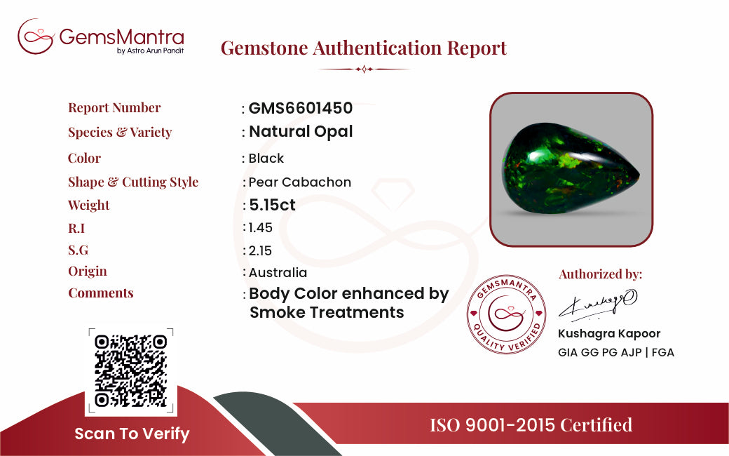 Black Opal (Treated) – 5.15 Carat / 5.7 Ratti [GM09487]
