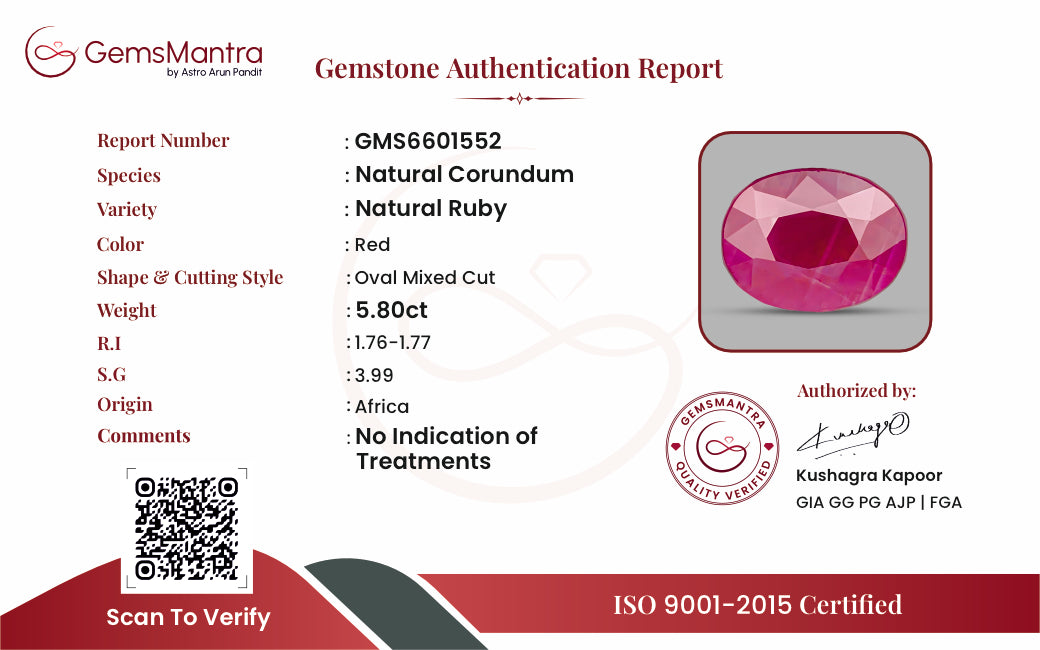 Ruby (Manik) – 5.8 Carat / 6.4 Ratti [GM09491]