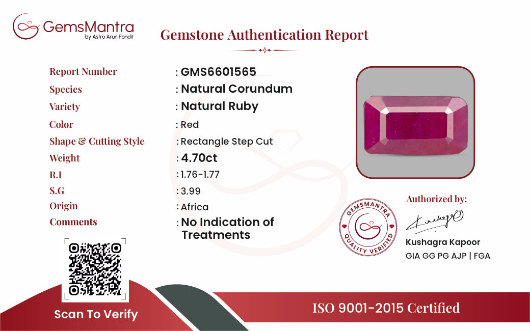 Ruby (Manik) – 4.7 Carat / 5.2 Ratti [GM09505]