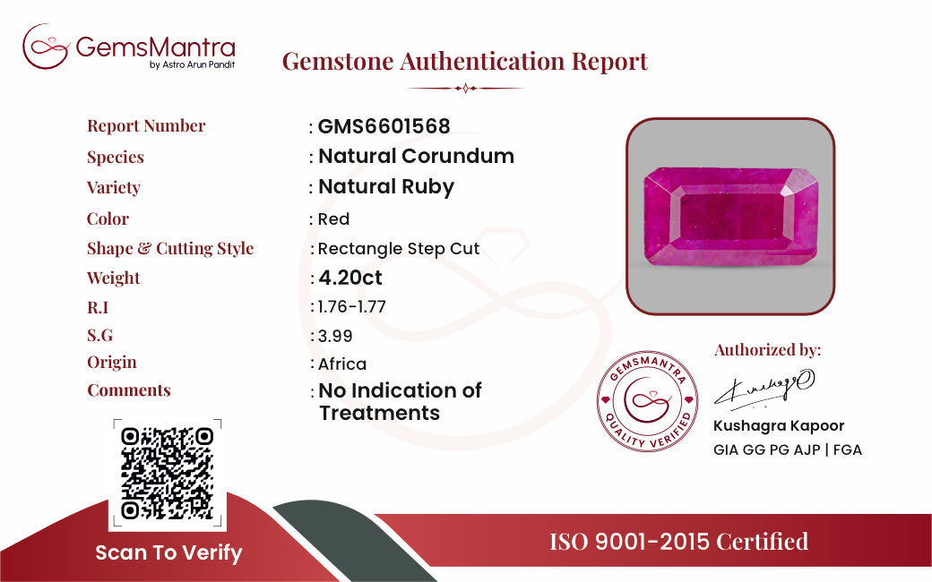 Ruby (Manik) – 4.2 Carat / 4.6 Ratti [GM09508]