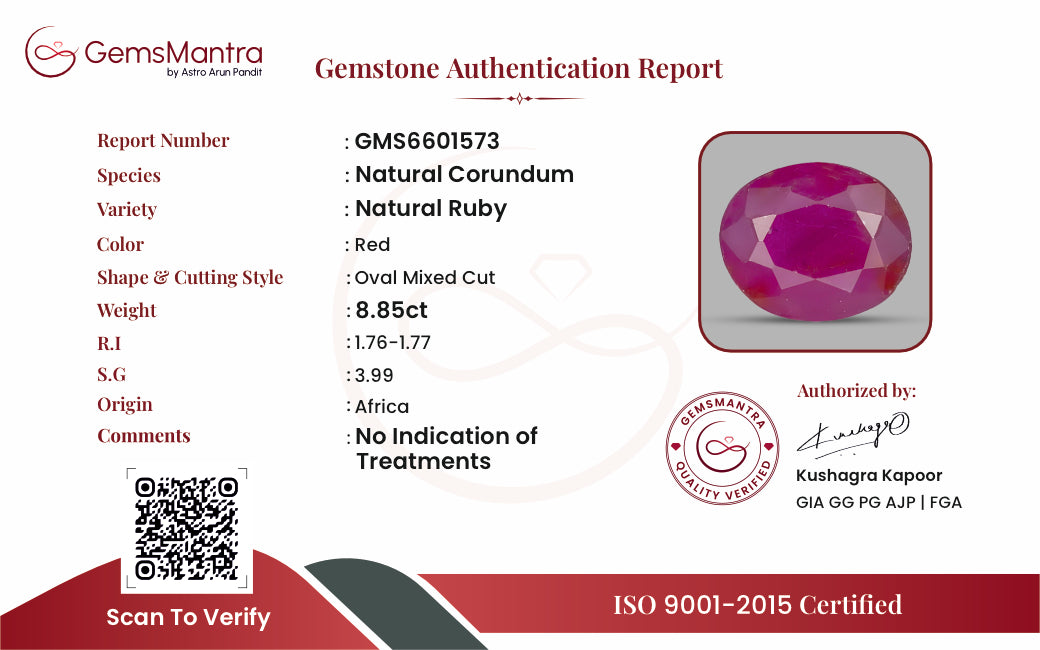 Ruby (Manik) – 8.85 Carat / 9.7 Ratti [GM09513]