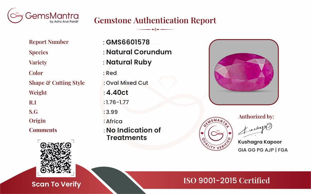 Ruby (Manik) – 4.4 Carat / 4.8 Ratti [GM09518]