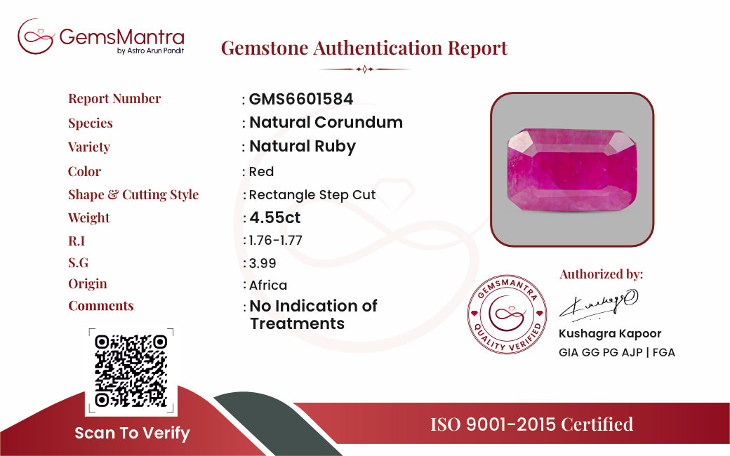 Ruby (Manik) – 4.55 Carat / 5 Ratti [GM09525]