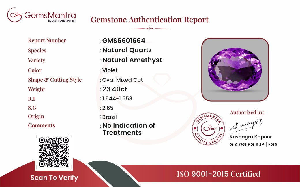Amethyst (Jamunia) – 23.4 Carat / 25.7 Ratti [GM09554]