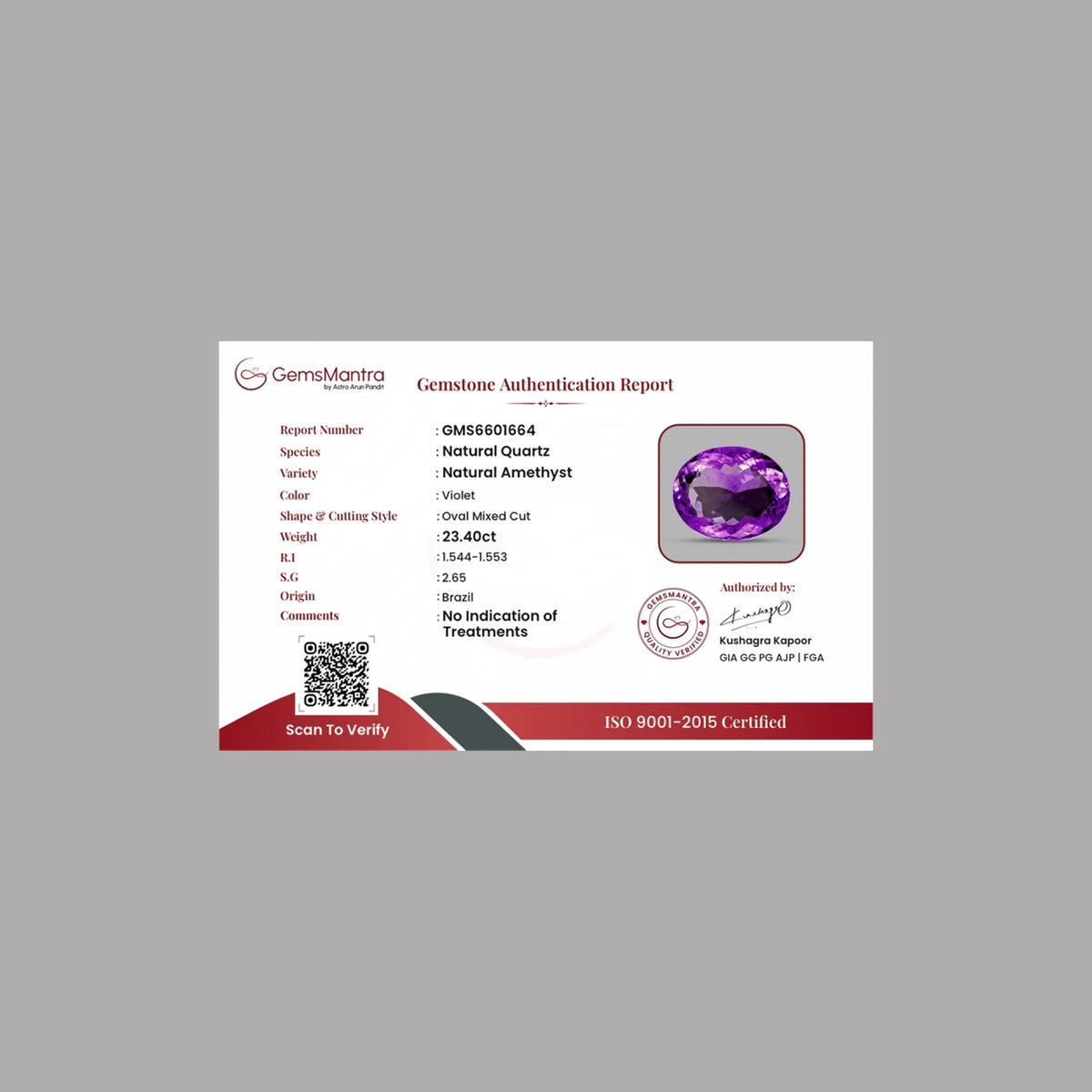 Amethyst (Jamunia) – 23.4 Carat / 25.7 Ratti [GM09554]