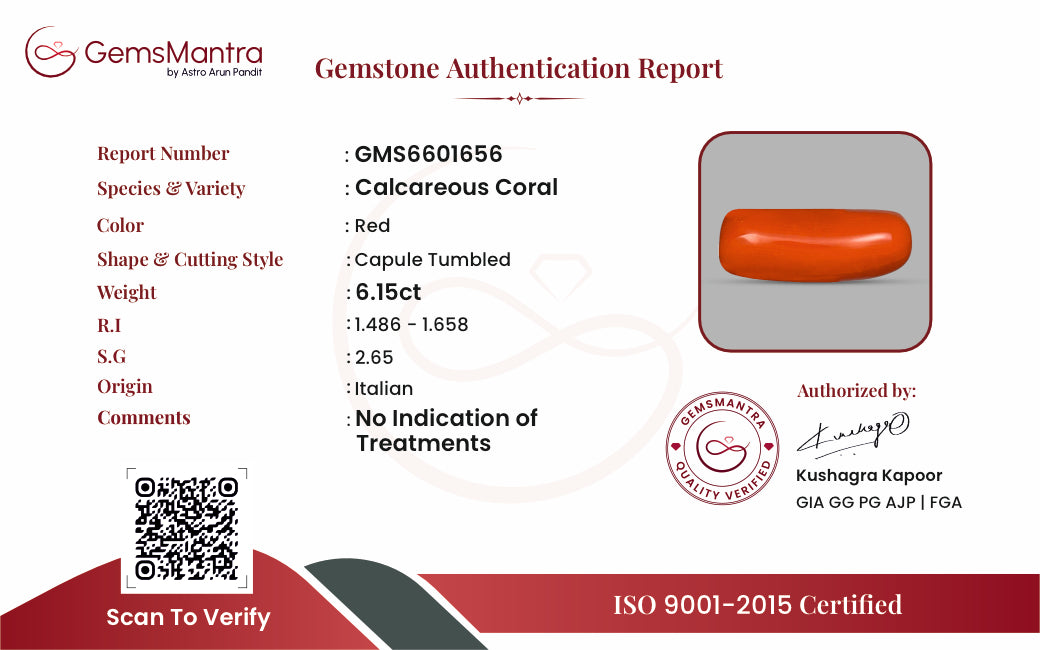 Red Coral (Moonga) – 6.15 Carat / 6.8 Ratti [GM09623]