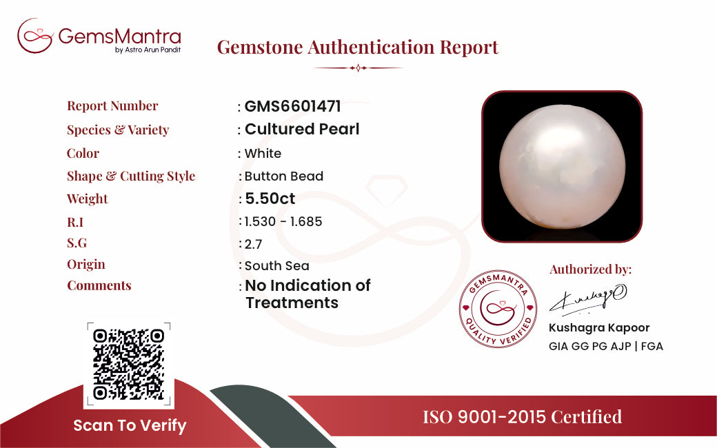 Pearl (Moti) – 5.5 Carat / 6.1 Ratti [GM09645]