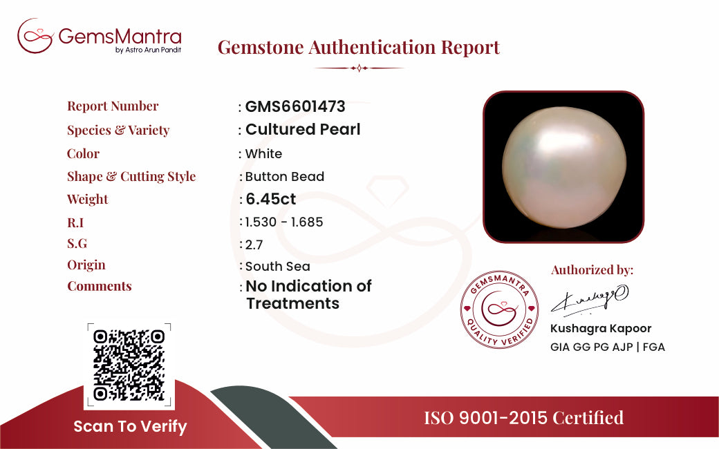 Pearl (Moti) – 6.45 Carat / 7.1 Ratti [GM09647]
