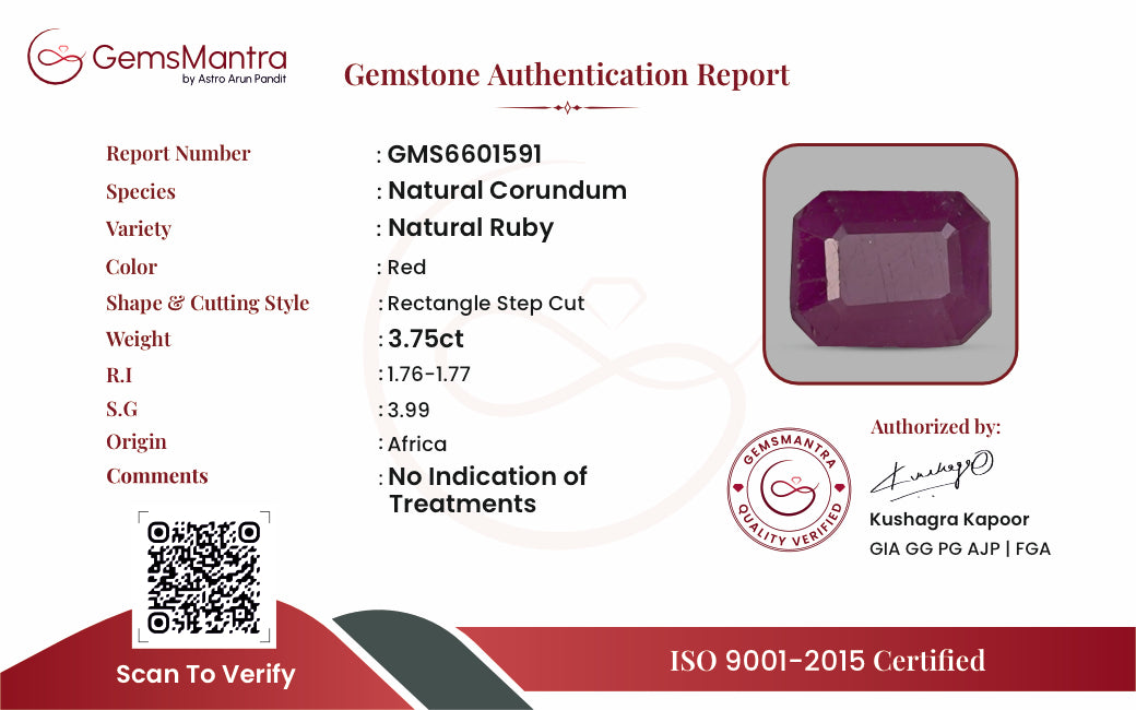Ruby (Manik) – 3.75 Carat / 4.1 Ratti [GM09651]