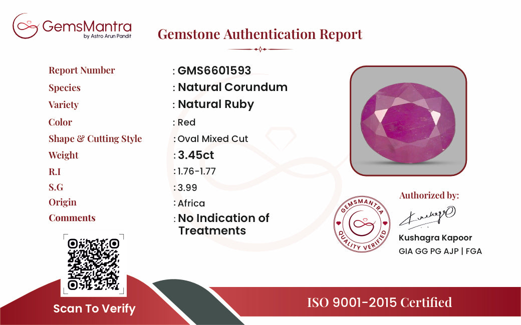 Ruby (Manik) – 3.45 Carat / 3.8 Ratti [GM09653]
