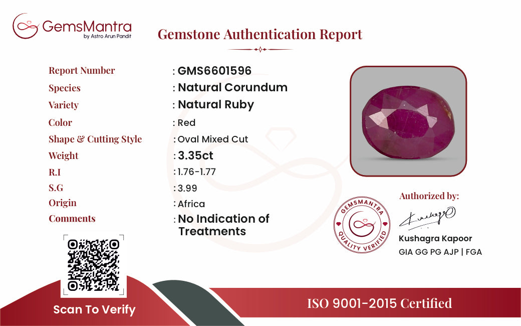 Ruby (Manik) – 3.35 Carat / 3.7 Ratti [GM09656]